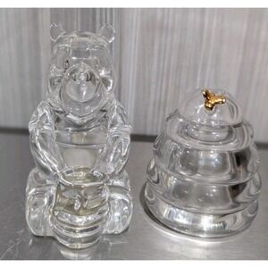 LENOX WINNIE THE POOH‎ Crystal Glass Salt & Pepper Shaker Set. Pooh & Honey Pot